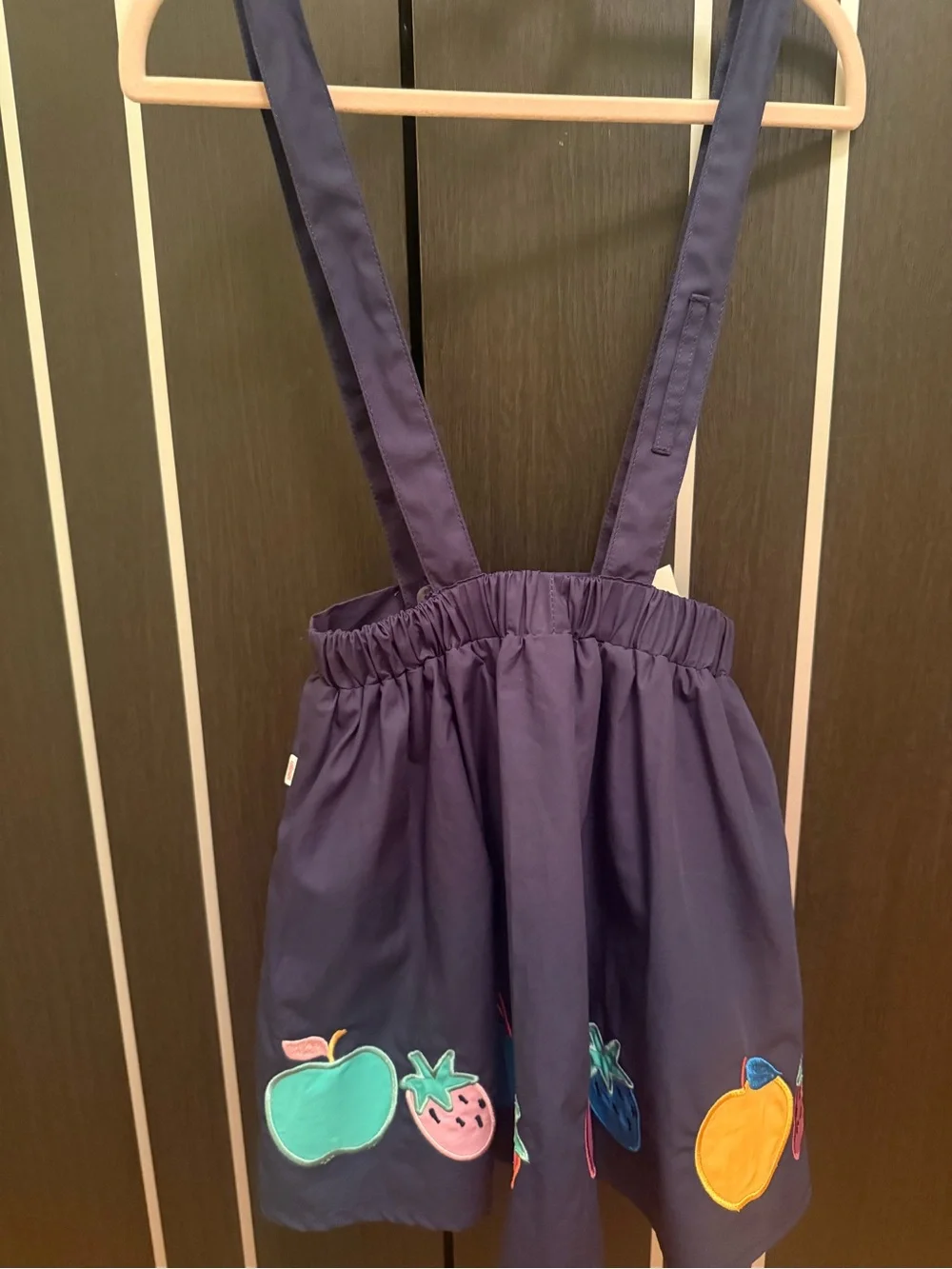 Catimini Navy Girls Pinafore Skirt with Fruit Appliqués